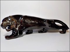 Hatalmas art deco kerámia jaguár szobor 