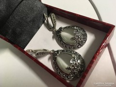Pazar régi Opál köves ezüst fülbevaló markazittal