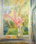 Vass Elemér ( 1887-1957) ! "Virágok az ablakban"