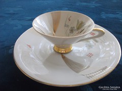 Stilizált növény mintás,aranyozott art-deco csésze+tányér
