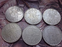 6 x ezüst svéd korona,6x7 gramm 0,400