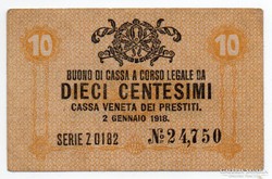 Olaszország osztrák megszállás 10 centesimi, 1918