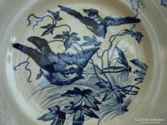 Antik, madaras fajansz tányér - TERRE DE FER - 1db