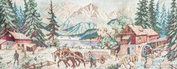 Gobelin falikárpit fűrészmalom fűrésztelep ábrázolással lova