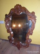 nagyméretű barokk faragott fa tükör 103cm