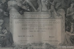 Szecessziós francia oklevél Jules Háry 1900
