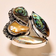  Abalone Shell & Biwa 925 jelzett gyűrű