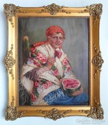 Ivanácz Zsolt József (1869-?): Dinnyeevő menyecske