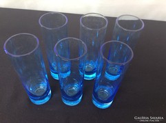 6db Art Deco kék cső pohár