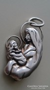 Ezüst Szűz Mária gyermekkel medál és bross egyben 
