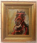 Benyovszky István - Vágtató ló portréja Mozgalmas műalkotás