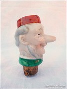 Antik figurális porcelán italadagoló fej , dugó 