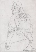 Ülő nő egy vonalas rajz 04