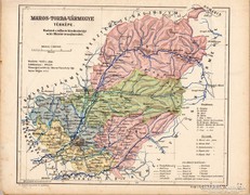 Maros - Torda vármegye térkép 1905, eredeti