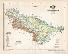 Verőce vármegye térkép 1897, antik, eredeti