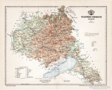 Veszprém vármegye térkép 1897 II., antik, eredeti
