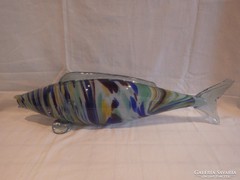 Óriás retro színes üveg hal szobor 3 db