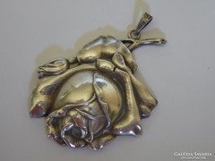 szecessziós ezüst rózsa medál