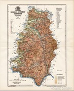 Krassó - Szörény vármegye térkép 1895, antik, eredeti