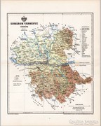 Komárom vármegye térkép 1894, antik, eredeti