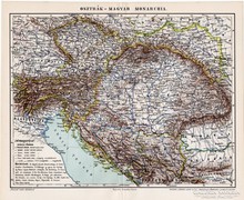 Osztrák - Magyar Monarchia térkép 1898, eredeti, antik