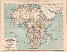 Afrika felfedező utazásai térkép 1894, eredeti, antik 