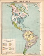 Amerika néprajzi térkép 1894, eredeti, antik 