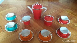 Eladó a képen látható Hollóházi színes porcelán kávéskészlet