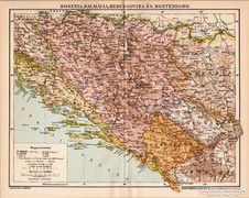 Bosznia, Dalmácia, Hercegovina és Montenegro térkép 1894 