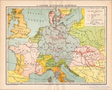 A cigányok elterjedése Európában térkép 1894, antik 