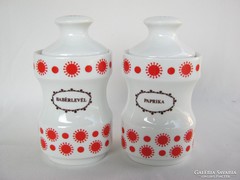 Retro Alföldi porcelán piros pöttyös fűszertartó pár