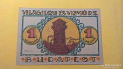 Világítási és Vízmű Rt Budapest 1 Korona 1920