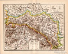 Galícia és Bukovina térkép 1895, antik, eredeti