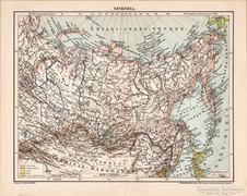 Szibéria térkép 1898, antik, eredeti