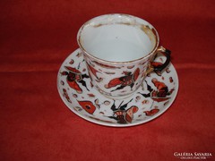 Régi kézzel festett porcelán teás csésze + alj 