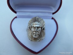 Régi indián fejes ezüst gyűrű
