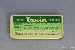 0I790 Régi gyógyszeres doboz TAXIN pléhdoboz