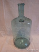Antik pecsétes egyenes falú fújt kék üveg palack