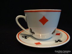 Zsolnay porcelán kártya motívumos csésze
