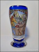 Régi festett üveg pohár - Szent Gellért 
