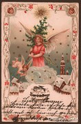 Karácsonyt köszöntő dombor nyomott lap 1904