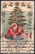 Karácsonyt köszöntő dombor nyomott lap ca. 1900