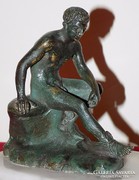 Gyönyörű Antik bronz szobor.ülő Hermész 1890 ,