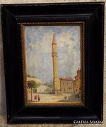 Guzsik Ödön EREDETI olajfestménye Pécsi minaret .