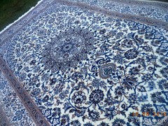Iráni Nain mesés gyapjú-selyem kézi szőnyeg 366x240