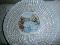 Szecessziós lüszteres Victoria Bécsi porcelán tányér