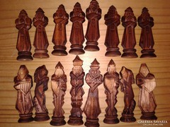 Kézi készítésű faragott fa sakk figurák régi fafaragás játék
