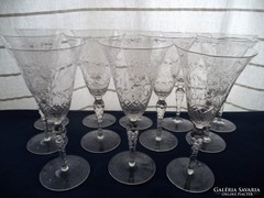 12 db. hibátlan antik kristály pohár