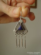 Etnikai ezüst fülbevaló lapis lazulival