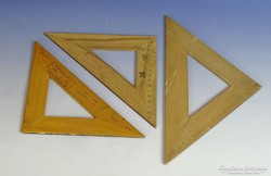 0I913 Régi fa háromszög vonalzó 3 darab